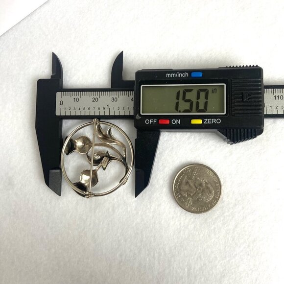 VTG Signed BEAU Sterling Silver 925 1.5" Round Thistle Brooch Flower Brooch - Picture 16 of 16